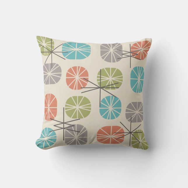 Midcentury Pattern Oblongs Colorful Multicolored Throw Pillow (Front)