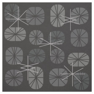 Midcentury Pattern Oblongs Dark Gray Fabric