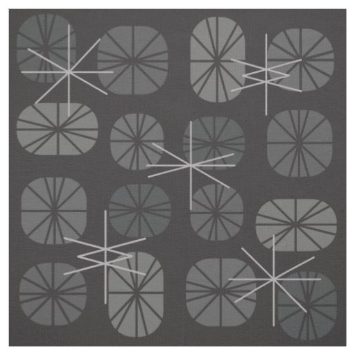 Midcentury Pattern Oblongs Dark Gray Fabric