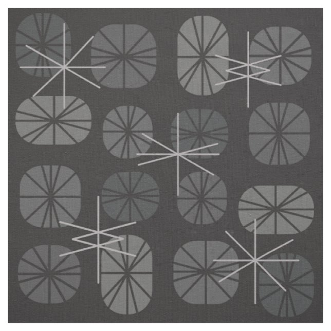 Midcentury Pattern Oblongs Dark Gray Fabric (Swatch)