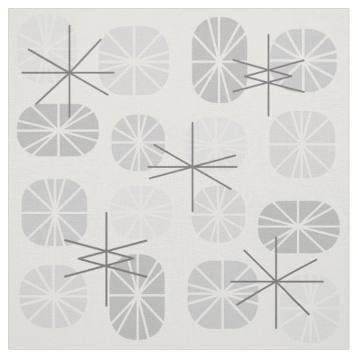 Midcentury Pattern Oblongs Light Gray Fabric