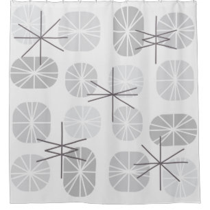 Midcentury Pattern Oblongs Light Gray Shower Curtain