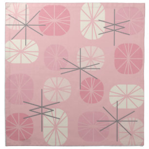 Midcentury Pattern Oblongs Pink Vanilla Cloth Napkin