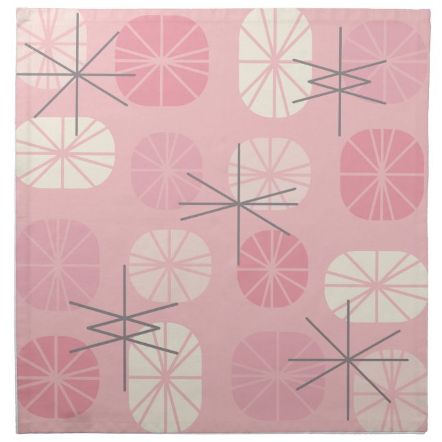 Midcentury Pattern Oblongs Pink Vanilla Cloth Napkin (Front)
