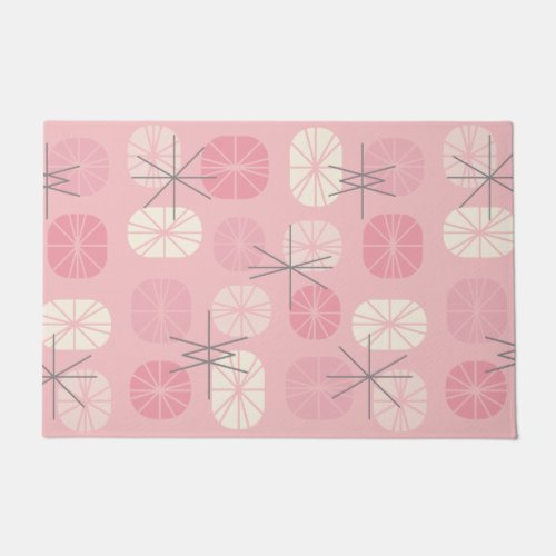 Midcentury Pattern Oblongs Pink Vanilla Doormat