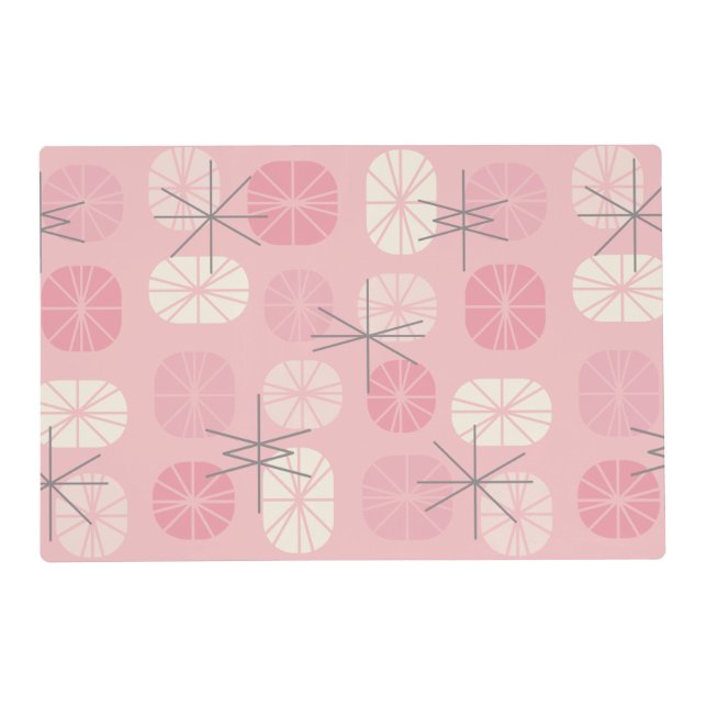 Midcentury Pattern Oblongs Pink Vanilla Placemat (Front)
