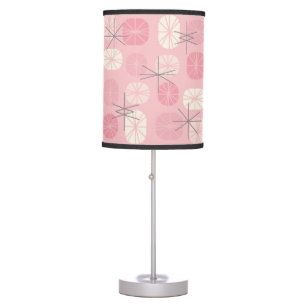 Midcentury Pattern Oblongs Pink Vanilla Table Lamp