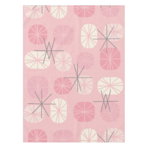 Midcentury Pattern Oblongs Pink Vanilla Tablecloth