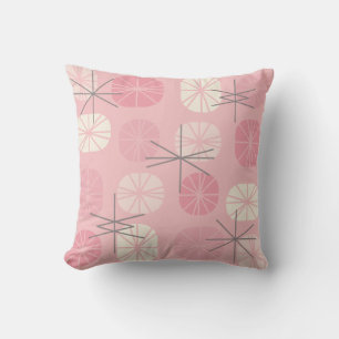 Midcentury Pattern Oblongs Pink Vanilla Throw Pillow