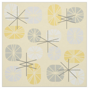 Midcentury Pattern Oblongs Yellow Gray Fabric