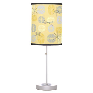 Midcentury Pattern Oblongs Yellow Gray Table Lamp