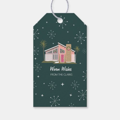 Midcentury Pink House Palm Springs Christmas Gift Tags