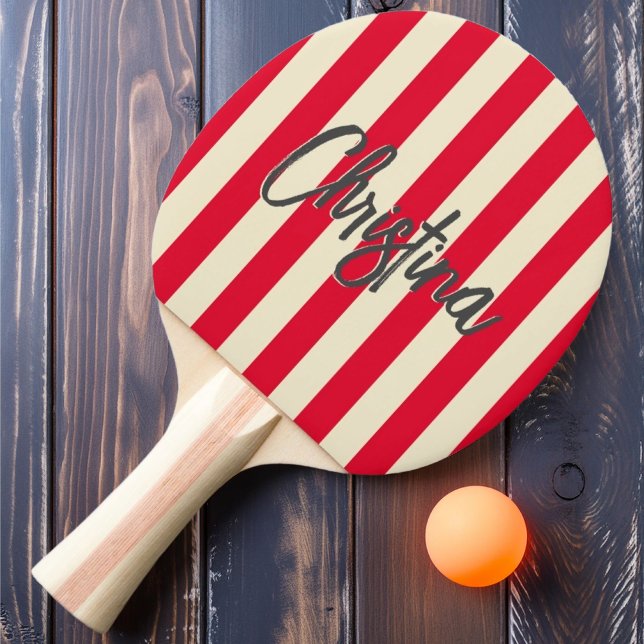 MidCentury Polo Stripe Cherry Picking Pink Painted Ping Pong Paddle (Creator Uploaded)