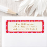MidCentury Red Pink Cute Christmas Return Address Label<br><div class="desc">Retro MidCentury Red Pink Cute Custom Merry Christmas Classic Return Address Labels</div>