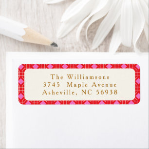 MidCentury Red Pink Cute Christmas Return Address Label