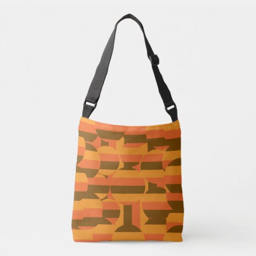 midcentury retro groovy 70s geometric art crossbody bag