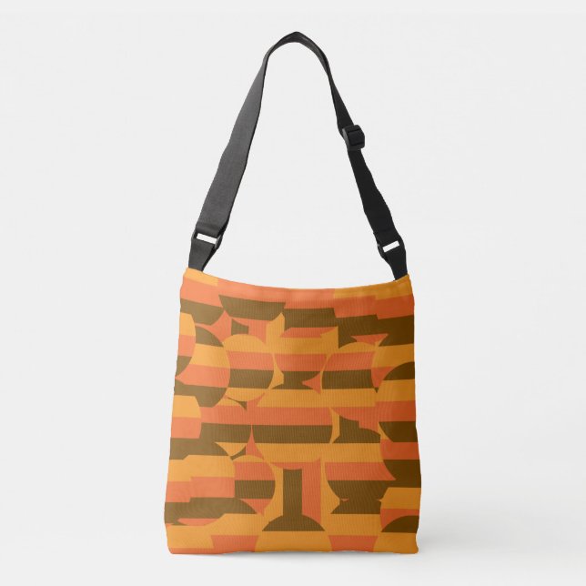 midcentury retro groovy 70s geometric art crossbody bag (Front)