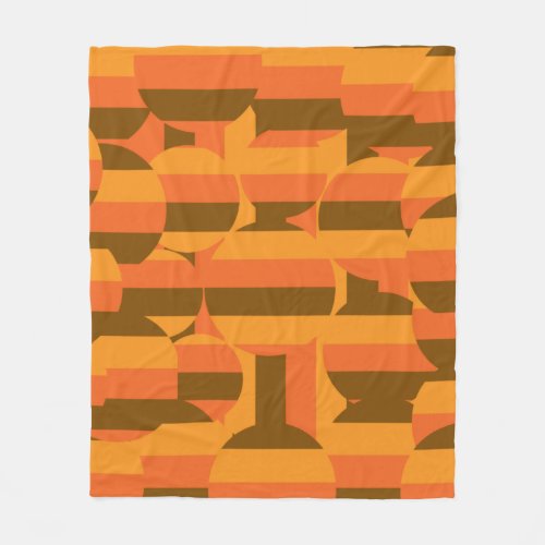 midcentury retro groovy 70s geometric art fleece blanket