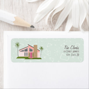 Midcentury Retro Pink House Label