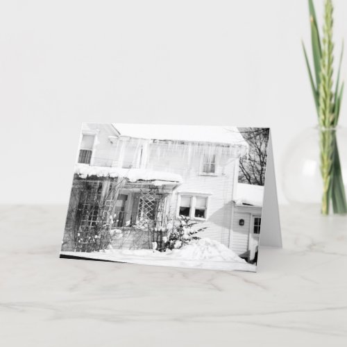 Midcentury Snow Covered Old Farmhouse Charm Holiday Card