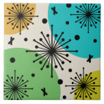 Midcentury Sputnik Starbursts Multicolored Ceramic Tile