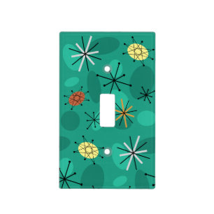 Midcentury Sputnik Starbursts Turquoise Light Switch Cover