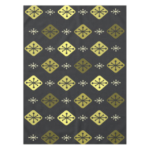 Midcentury Starbursts Diamonds Black Yellow Tablecloth