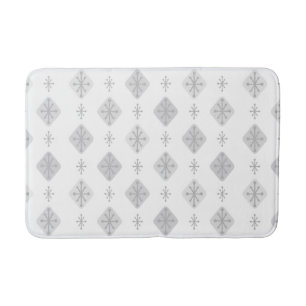 Midcentury Starbursts Diamonds Light Gray Bath Mat