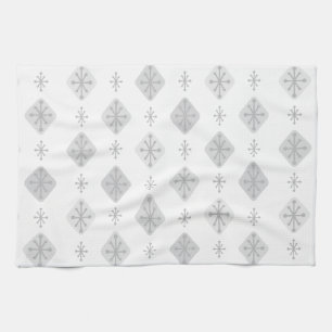Midcentury Starbursts Diamonds Light Gray Kitchen Towel