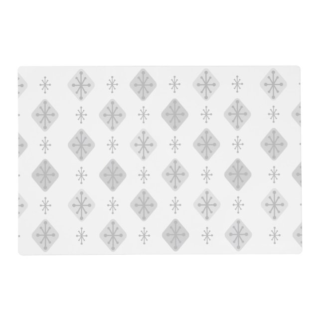Midcentury Starbursts Diamonds Light Gray Placemat (Front)