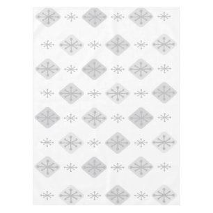 Midcentury Starbursts Diamonds Light Gray Tablecloth