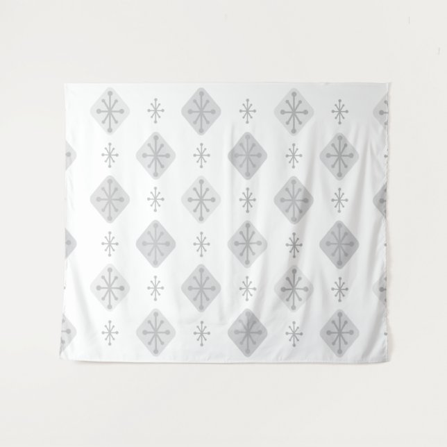 Midcentury Starbursts Diamonds Light Gray Tapestry (Front (Horizontal))
