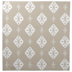 Midcentury Starbursts Diamonds Taupe Cloth Napkin