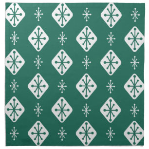 Midcentury Starbursts Diamonds Teal Cloth Napkin