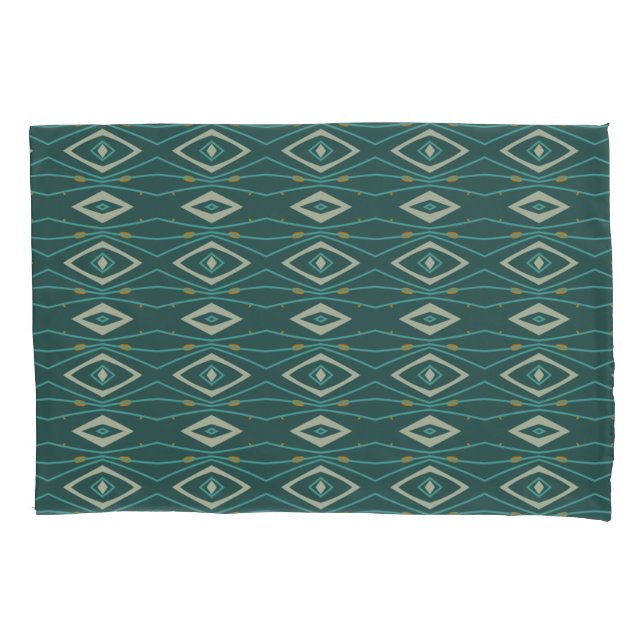 Midcentury Style Diamonds Orange Teal Abstract Pillow Case (Front-Left)