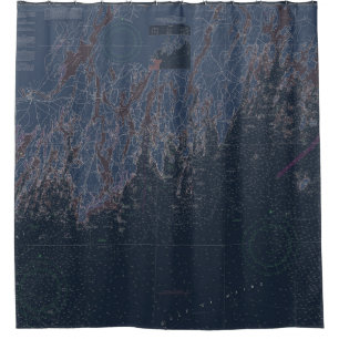 Midcoast Maine Nautical Coastline Map Shower Curtain