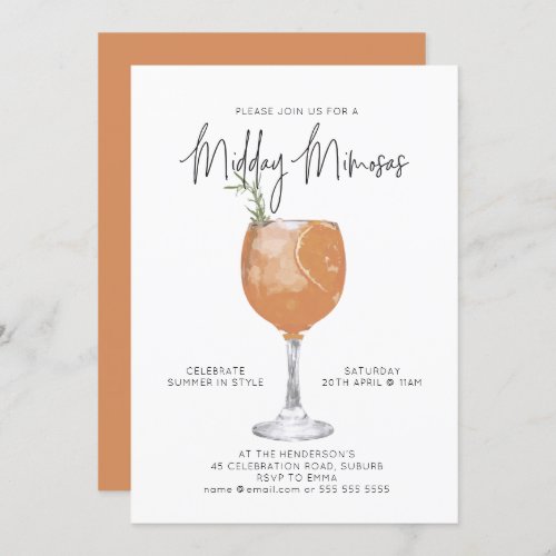 Midday Mimosas Summer Lunch Cocktail Party  Invitation