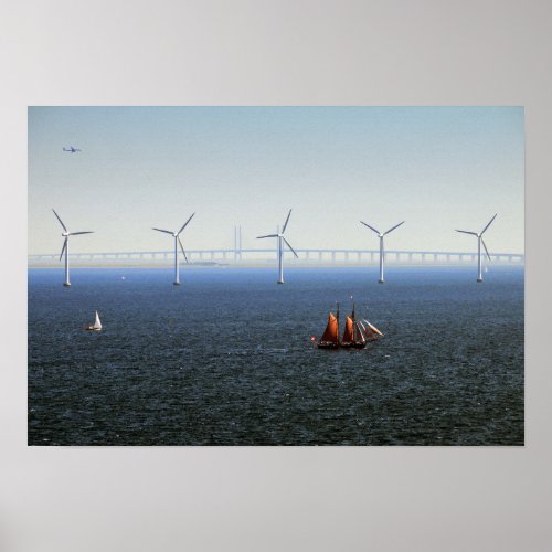 Middelgrunden Wind Farm Oresund Denmark Poster