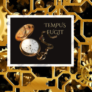 Middle 1800s Antique Gold Watch Tempus Fugit Postcard