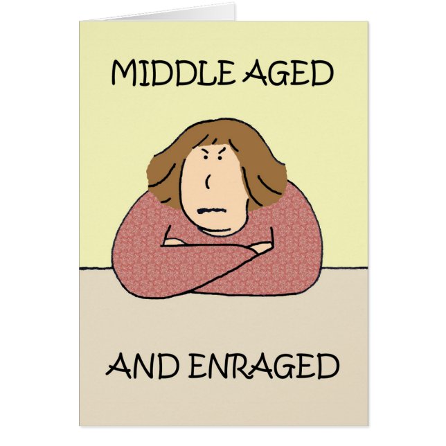 Middle Aged Rage Cartoon Woman Cards (Front)