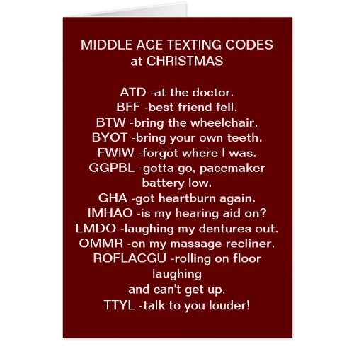 MIDDLE AGED TEXTING CHRISTMAS CARD