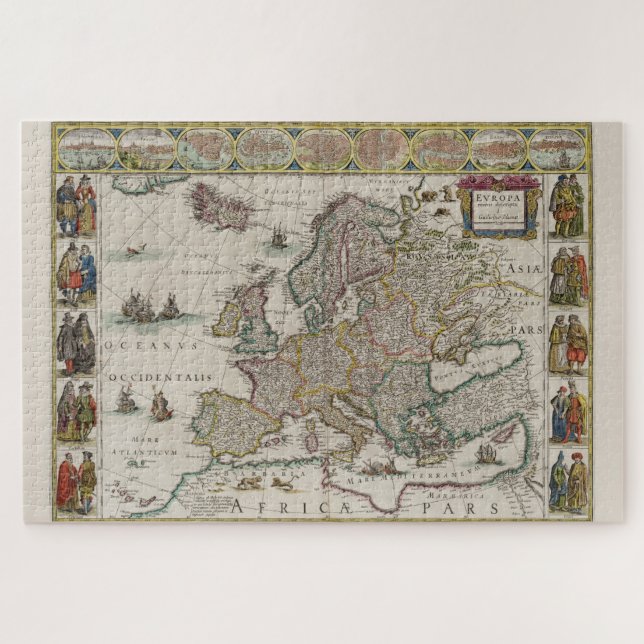 Middle Ages Map of Europe (by Willem Blaeu) Jigsaw Puzzle (Horizontal)