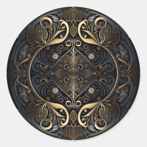 Middle Ages Ornamental Shield Classic Round Sticker