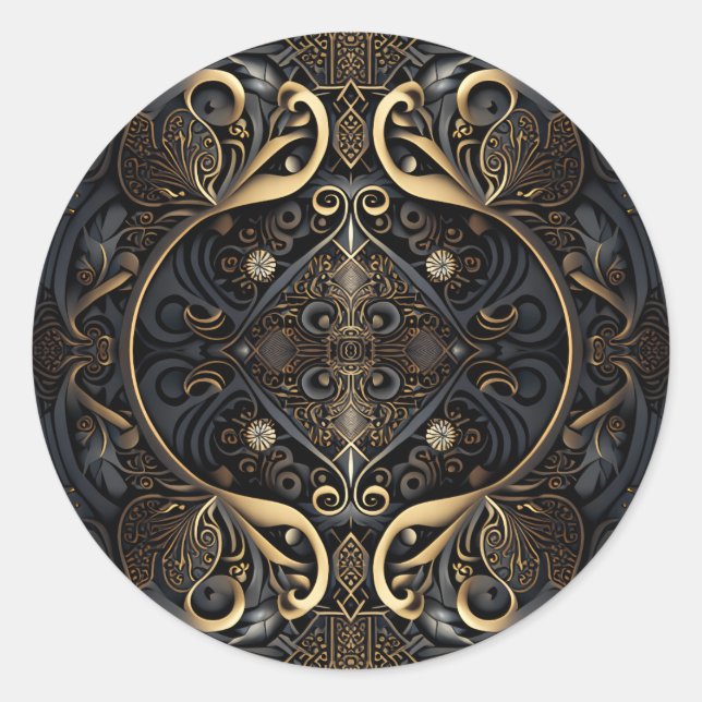 Middle Ages Ornamental Shield Classic Round Sticker (Front)
