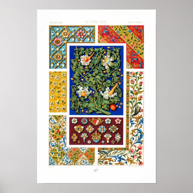 Middle-Ages pattern by Albert Racinet Poster (Front)