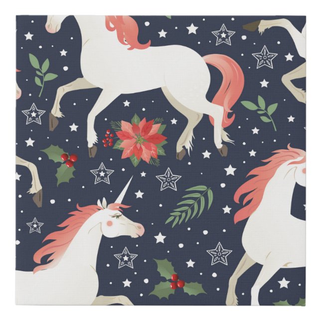 Middle Ages print Unicorns on a Christmas floral b (Front)