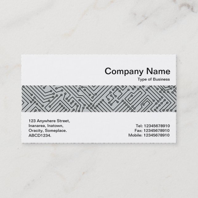 Middle Band - Circuitry - Black on Gray c6cbcc Business Card (Front)