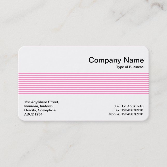 Middle Band - Lines - Pink Business Card (Front)