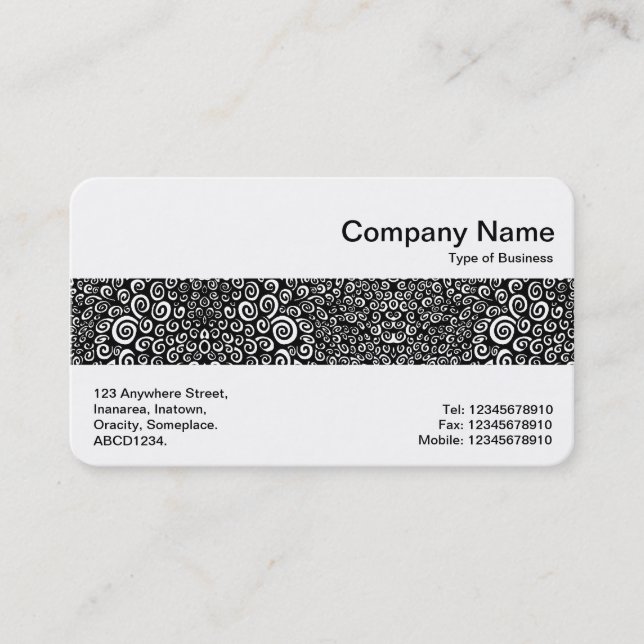 Middle Band - Spirals Abstract - Black Business Card (Front)