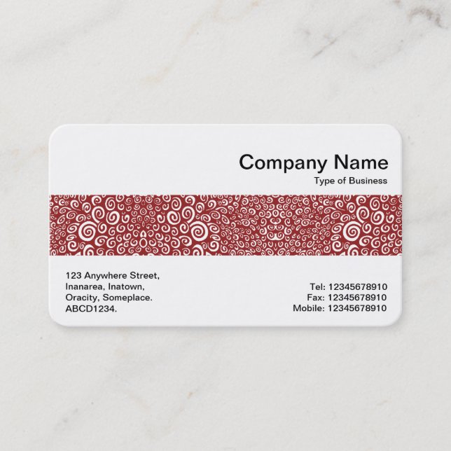 Middle Band - Spirals Abstract - Ruby Red Business Card (Front)